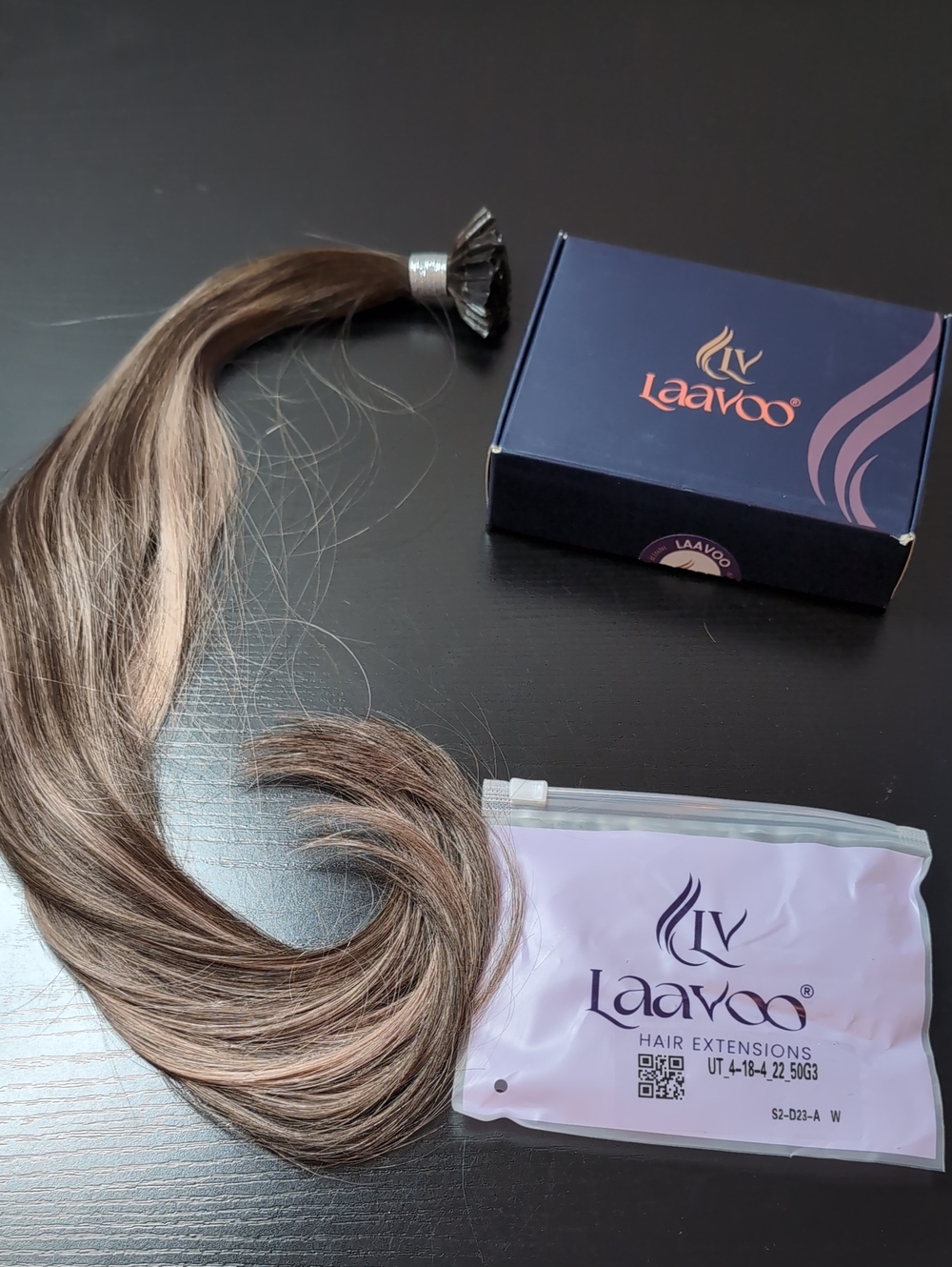22-in 50 G Dark Brown Mix Ash Brown Balayage Utip Human Hair Extensions